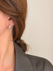 S925 シルバーフラワーフープピアス