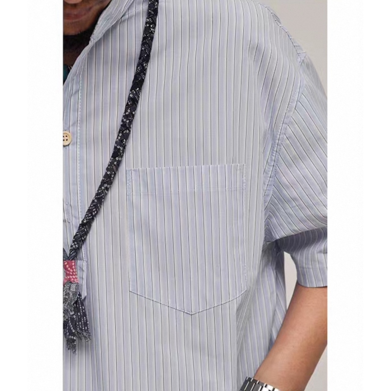 Stripe band collar shirt 1418 - 11