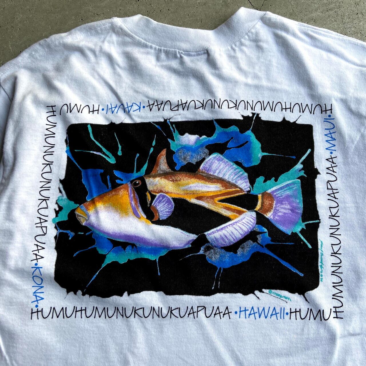 90s 魚 Tシャツ  フィッシング アニマル 動物 白 ホワイト USA製