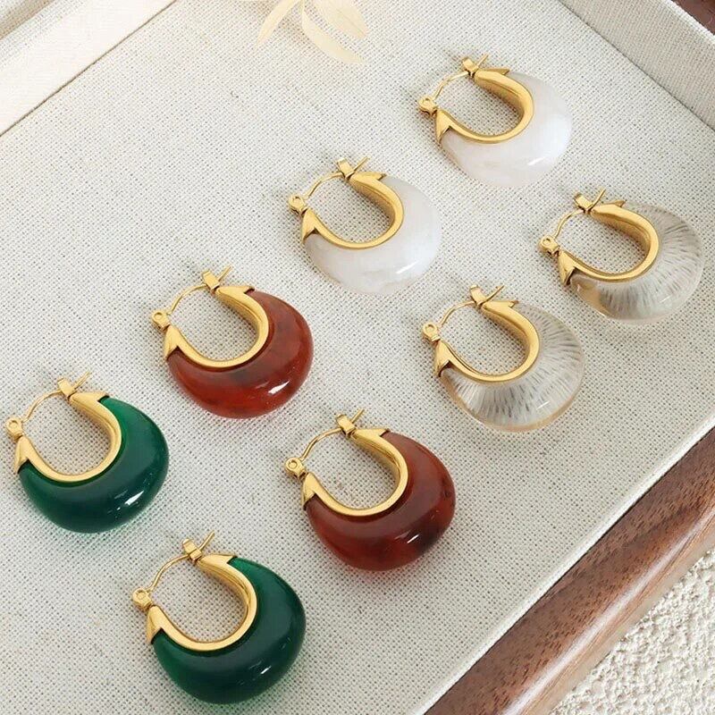 金アレ対応 316L 18k べっ甲柄大ぶりピアス(0491)