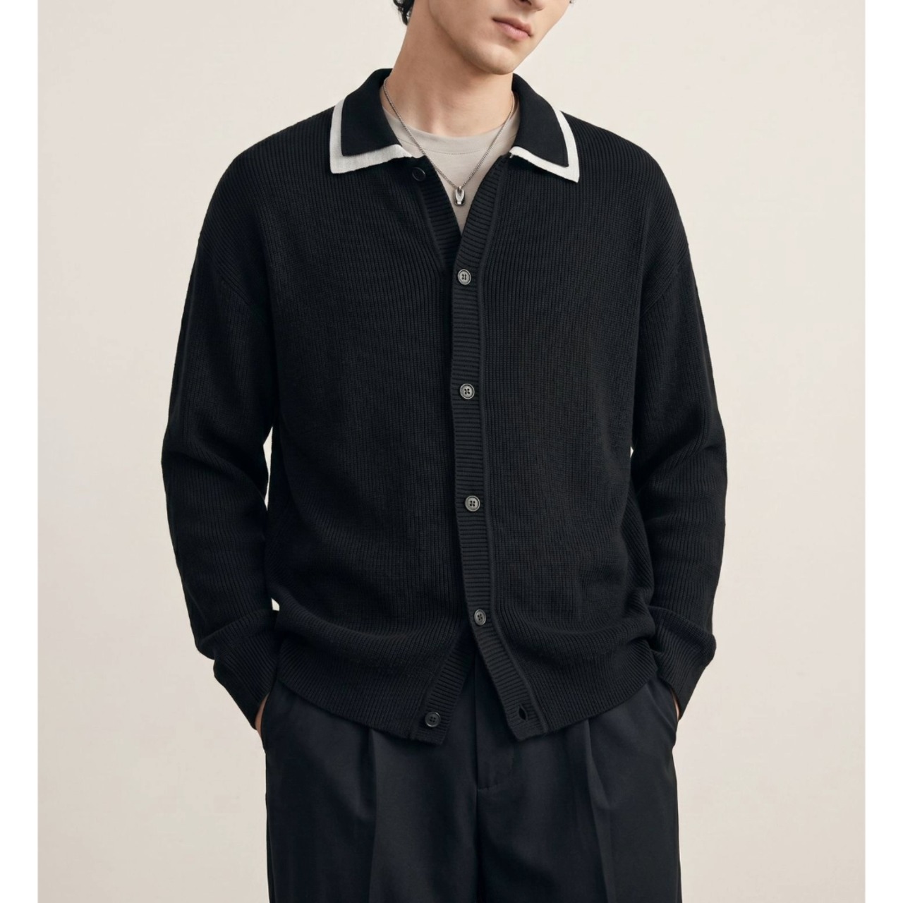 Contrast Collar Relaxed Cardigan TB2555・画像5