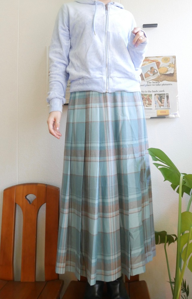 US PENDLETON pail blue check skirt