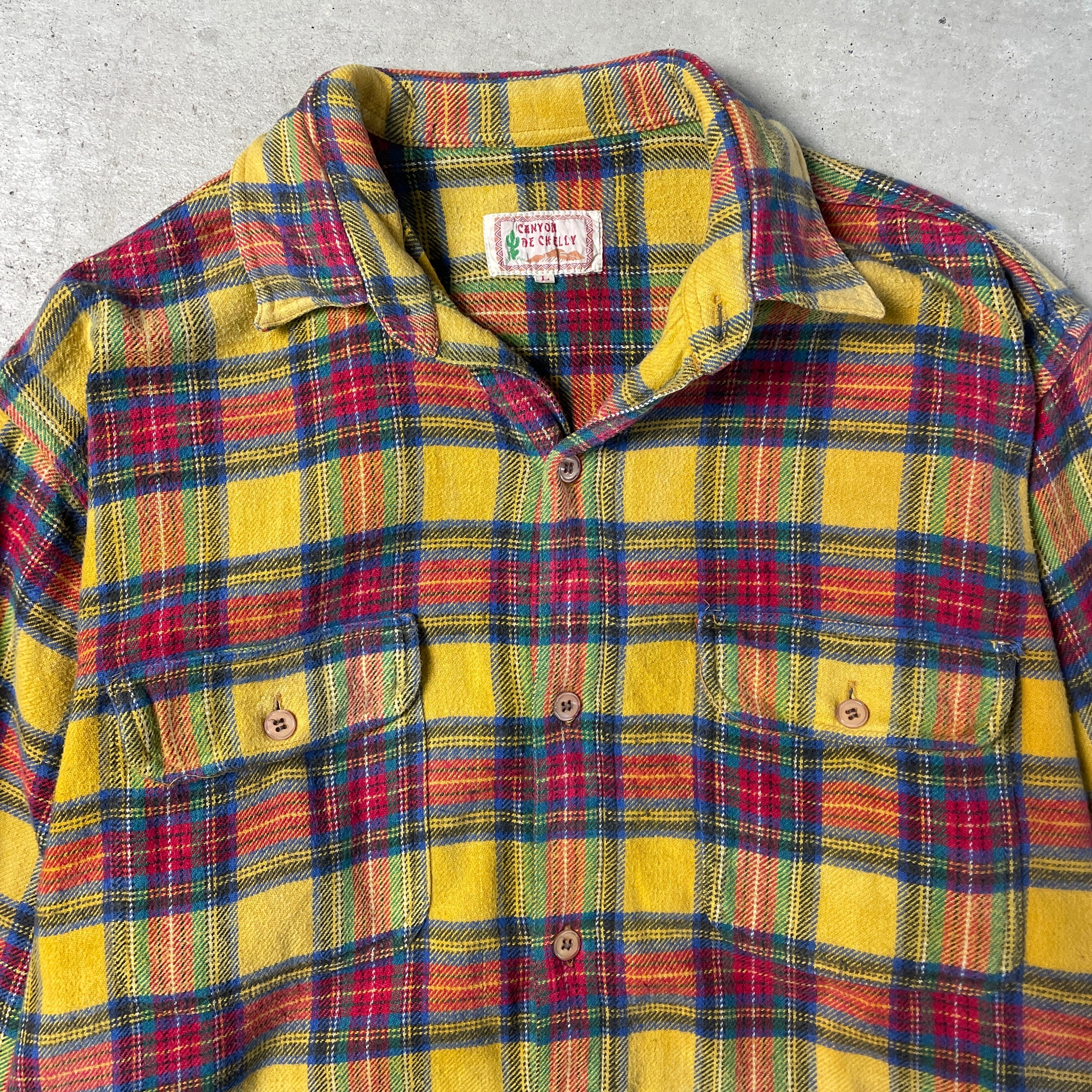 80〜90年代 CANYON DE CHRLLY チェックシャツ ネルシャツ メンズL 古着