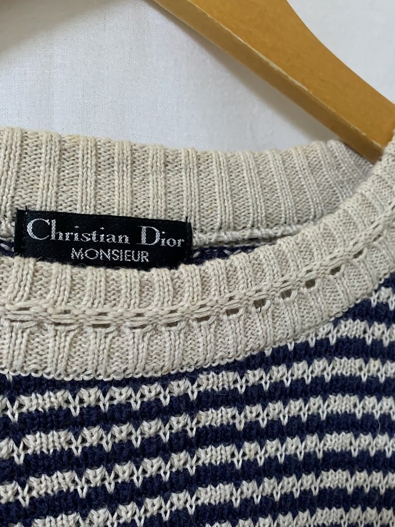 1980~90's Border Knitting Design Spring Sweater "Christian Dior"