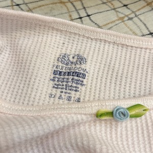 garment dye thermal (pink･front:blue rose･cuffs:blue heart)