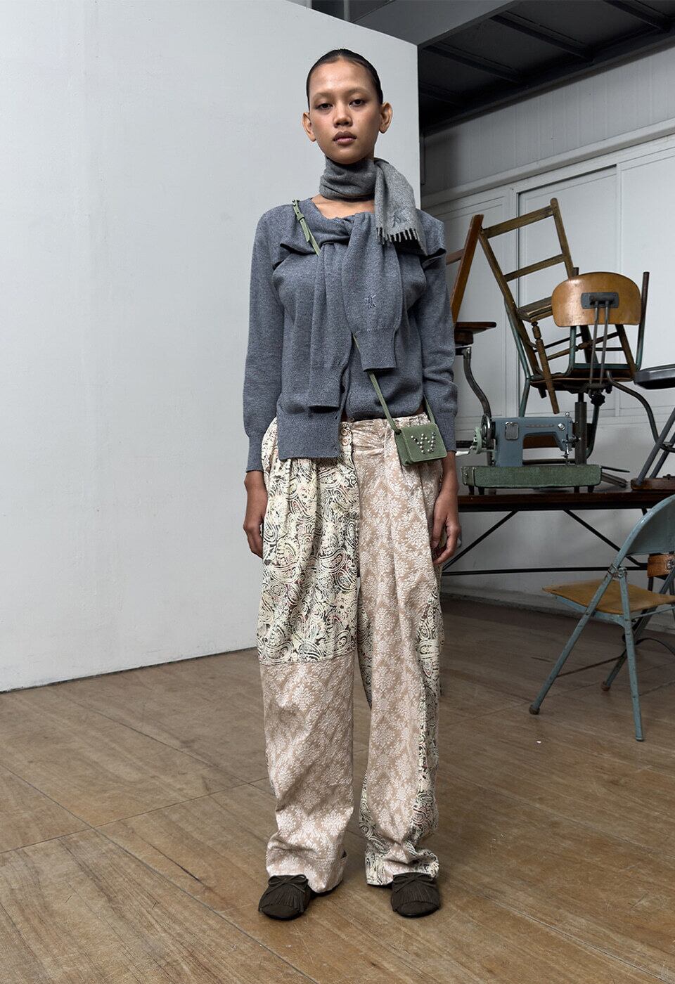 OPEN YY] SLEEVE LAYERED CARDIGAN, GRAY 正規品 韓国ブランド