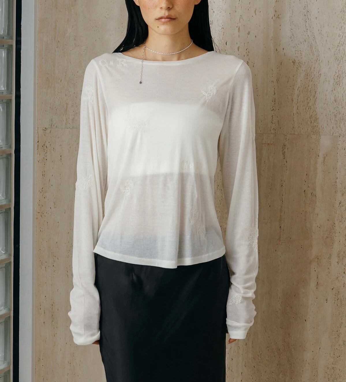 CREDONA／Embroidery Sheer Tops | polne