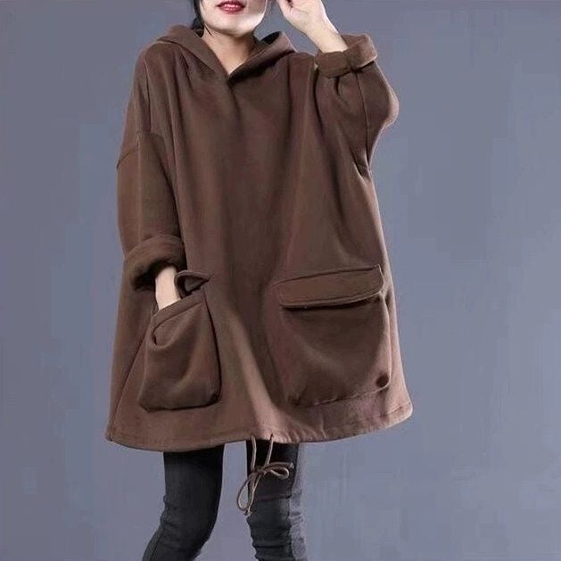 SOLID A-LINE OVERSIZED PULLOVER HOODIE 3colors M-14499