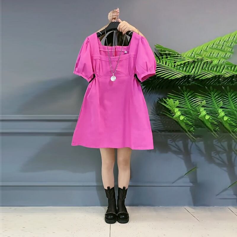 ルーズウェストカラードレス 大きめサイズ スクウェア ミックスインファッション51235528632