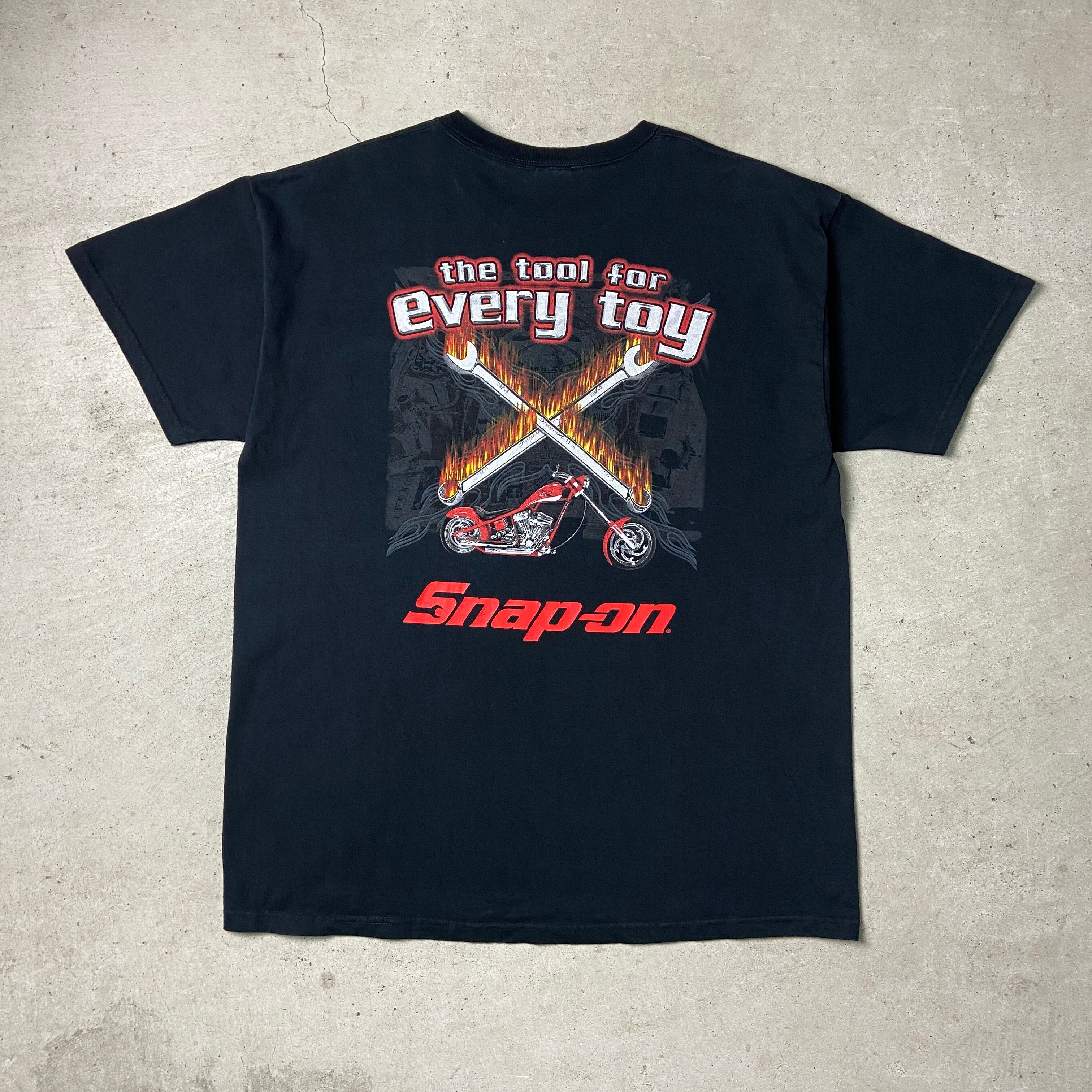snap-on スナップオン 企業ロゴ バイク バックプリントTシャツ メンズ 