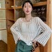 レディース トップス カットソー 長袖 Uネック ラウンドネック クロシェ 編み込み 透け感 シースルー 大人可愛い おしゃれ こなれ感 ラフ ルーズ 個性的 クール 抜け感 キュート プレッピー カントリー アクティブ ナチュラル セクシー 無地 春 夏 秋 デート お出かけ パーティー イベント リゾート 旅行 海 女子会 休日 バカンス 高原 ガーデン ライブ フェス 重ね着 普段使い 着回し レイヤード モテ トレンド 流行 インスタ映え ゆったり ゆる フリーサイズ 白 ホワイト クリーム