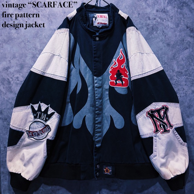 【doppio】vintage “SCARFACE” fire pattern design jacket