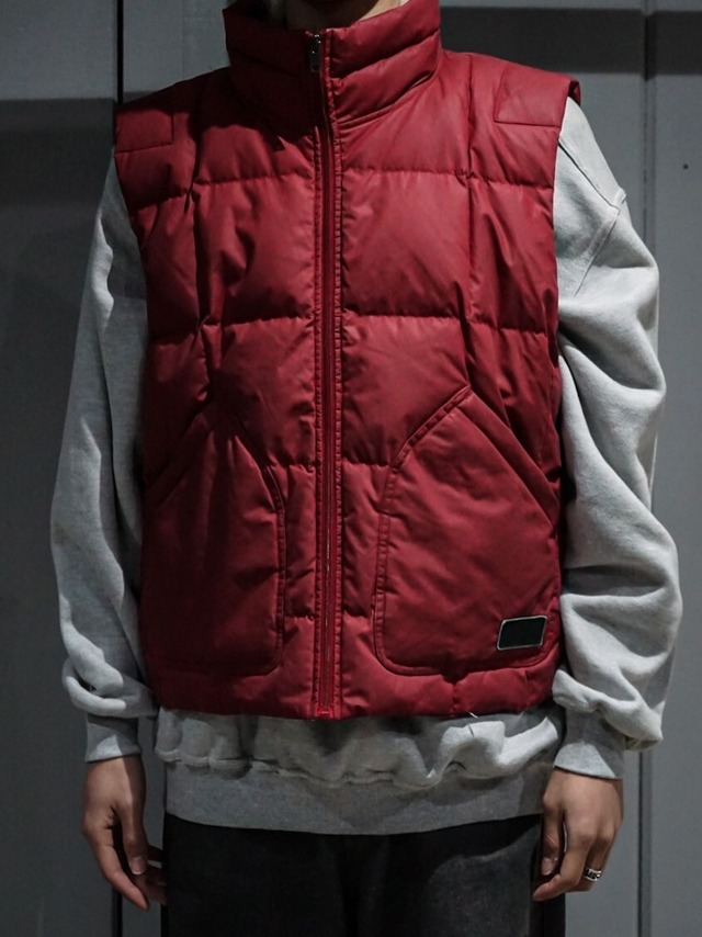 【add (C) vintage】"DIESEL" Red Color Vintage Loose Nylon Down Vest