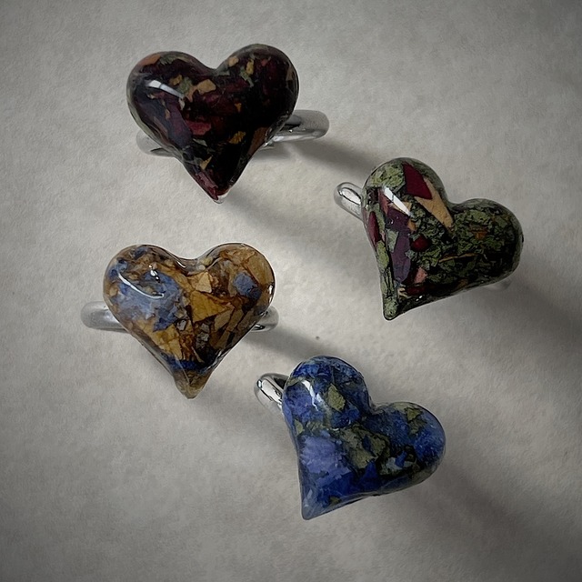 Flower Heart Ring -BLUE-