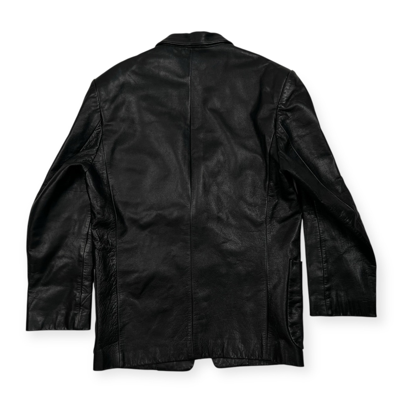 希少 レア 初期 MONSIEUR NICOLE ムッシュ ニコル 牛革 本革 レザー 2B テーラードジャケット M /ブラック/ビンテージ