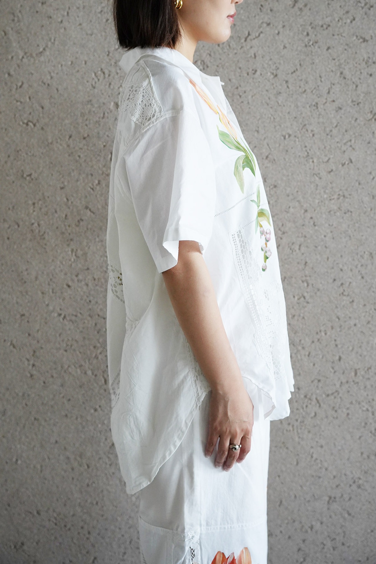 lace open collar shirt pink tulip