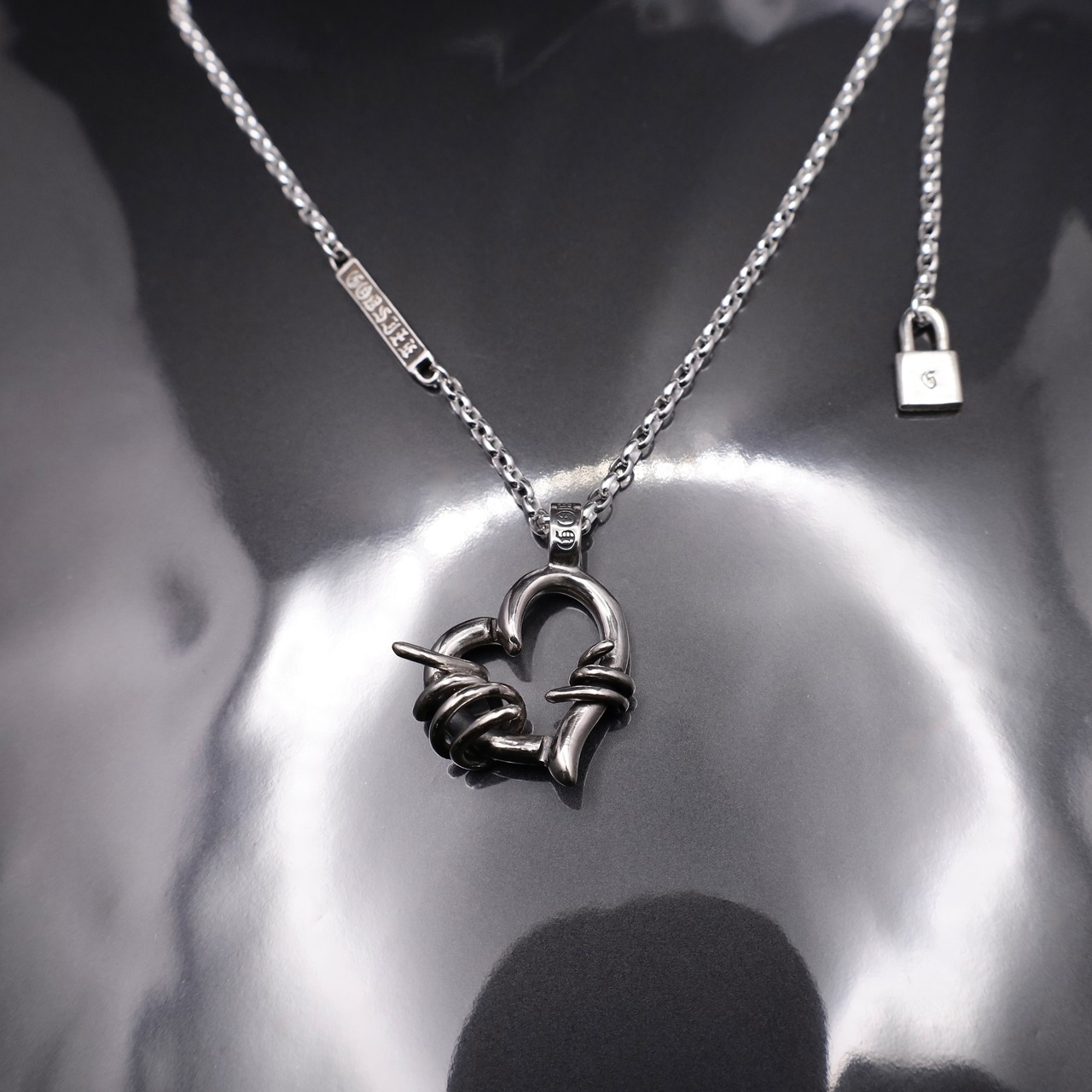 THORNY HEART #1 NECKLACE with GODSIZE® I.D. TAG / ソーニーハート#1ネックレス ゴッドサイズ® I.D.タグ
