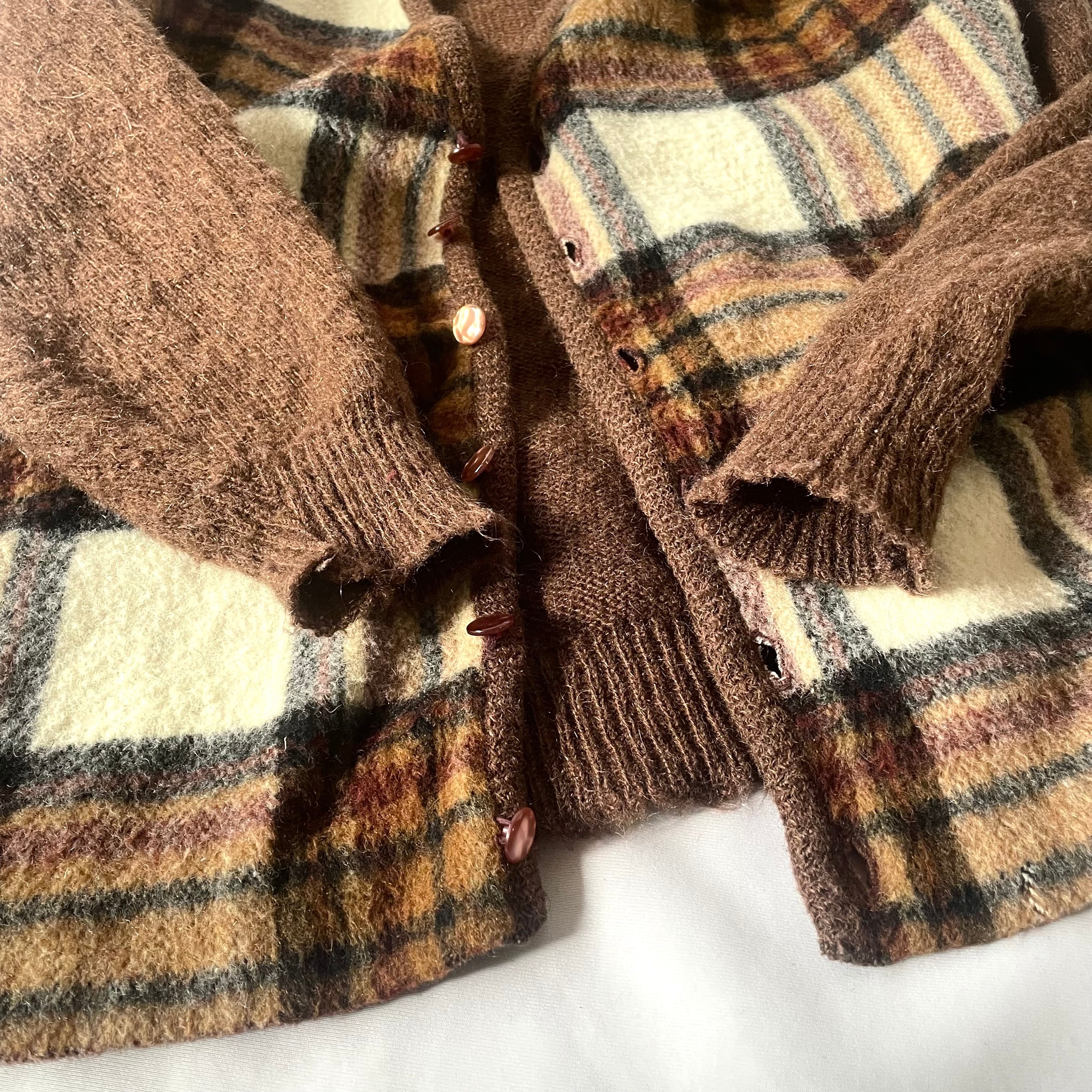 60s vintage Brent mohair wool nylon knit cardigan モヘア混ニット 