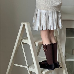 秋フリル蝶結びリプハイソックス