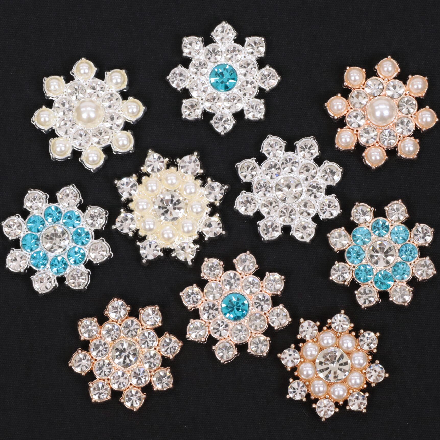 ビジュー パーツ 雪の結晶 金属 イミテーション パール 02000089