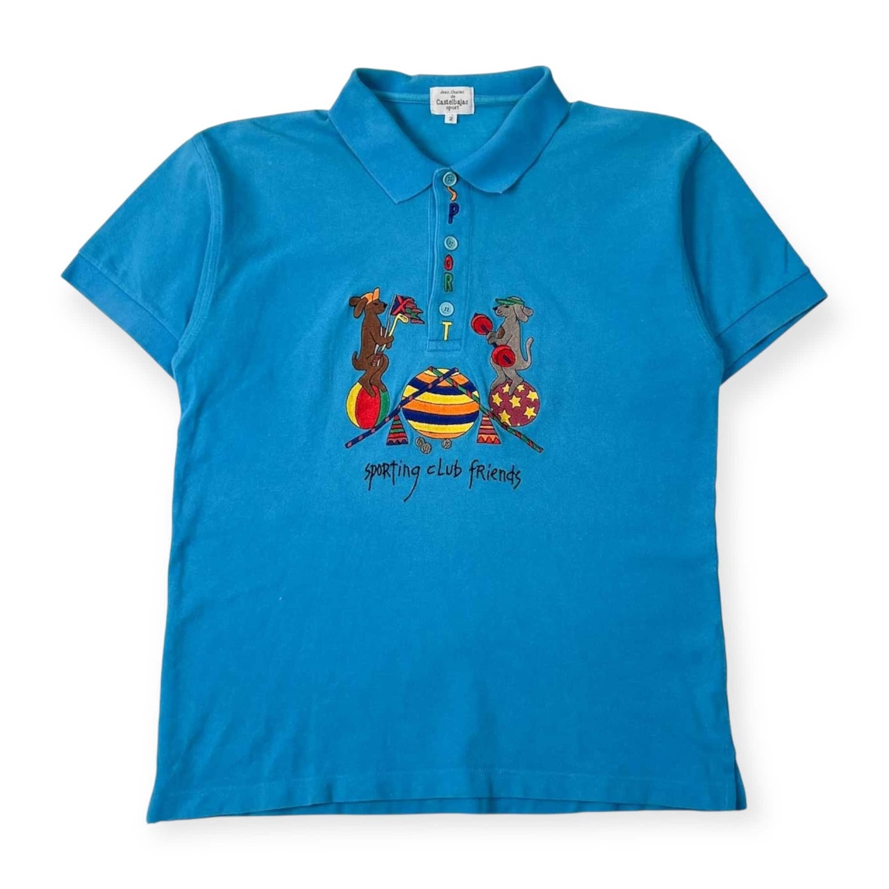Jean Charles de Castelbajac Sport カステルバジャック スポーツ キャラデザイン 鹿の子 半袖 ポロシャツ 2/ブルー メンズ ゴルフ