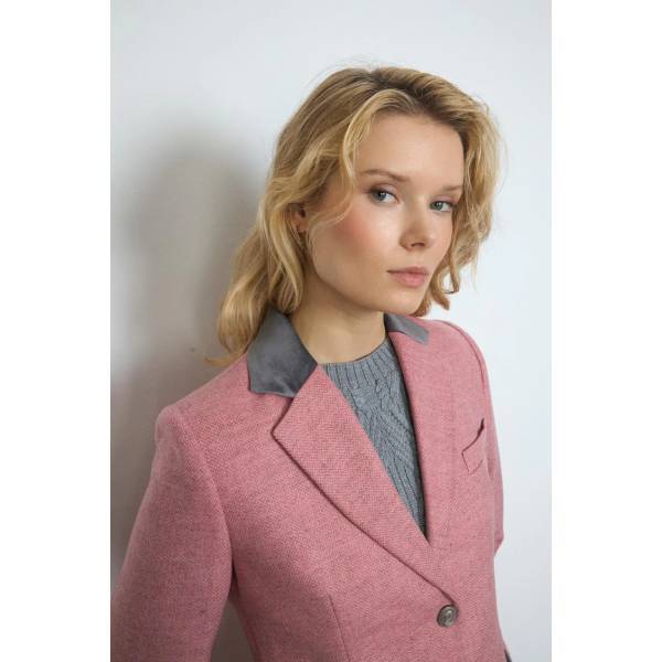 ヘリンボーン×ベルベッド チェスターコート ウールコート レディース