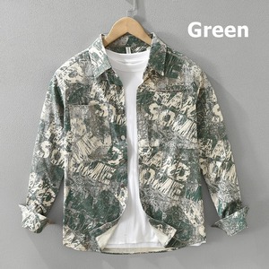【M-3XL】Stencil Paint Long Sleeve Shirt / ステンシル ペイント 長袖シャツ