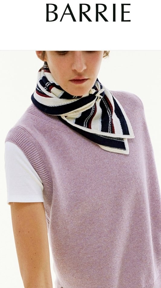 BARRIE -Striped cashmere and cotton foulard-:SCARF