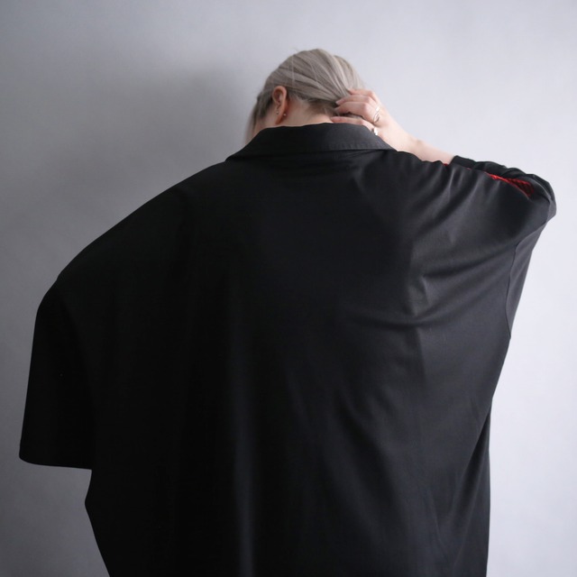 velours switching design bi-color super wide silhouette h/s shirt