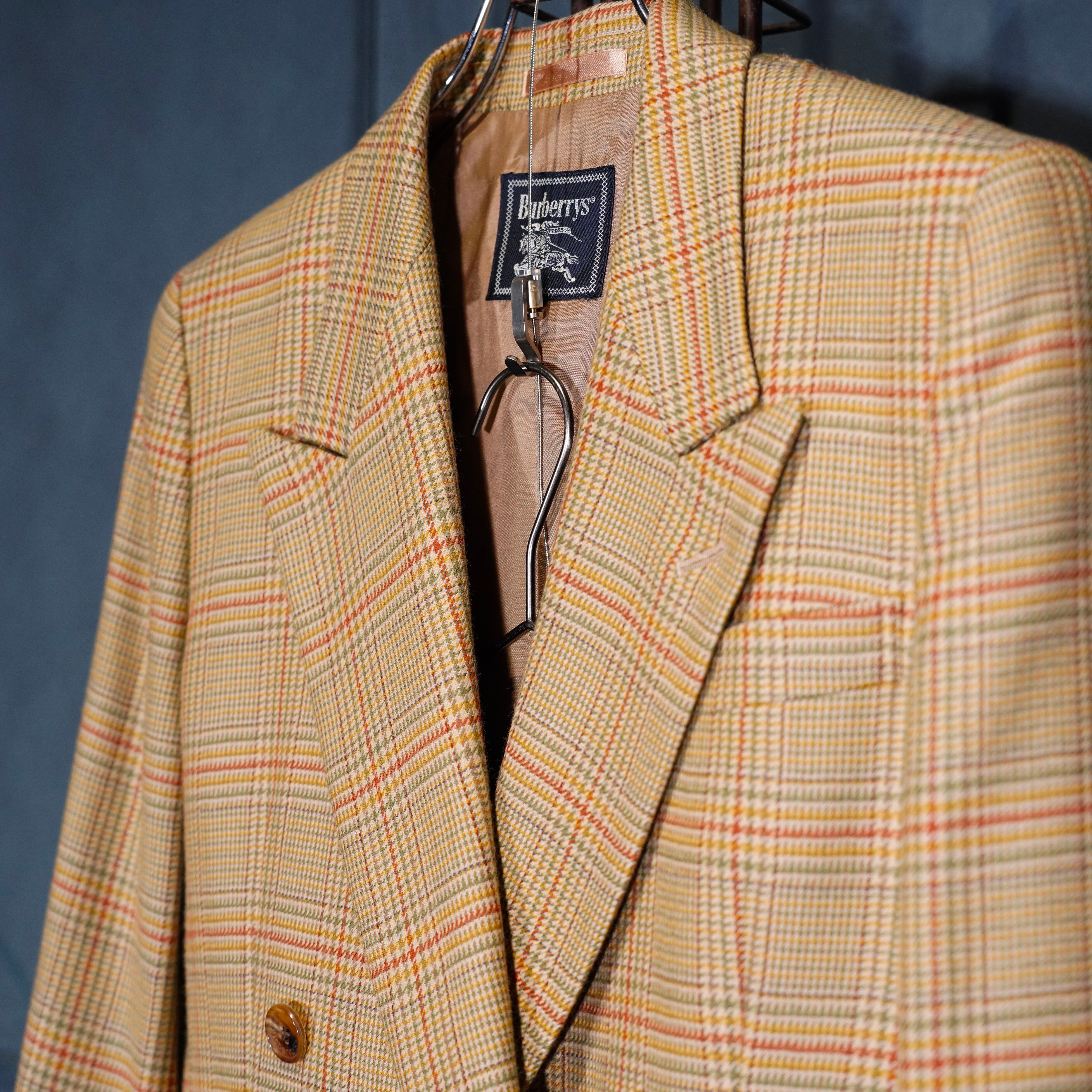 希少✨【バーバリーズ】ダブルジャケット パンツ セットアップ グレンチェック BURBERRYS CHECK PATTERNED DOUBLE JACKET PANTS SET UP SUIT