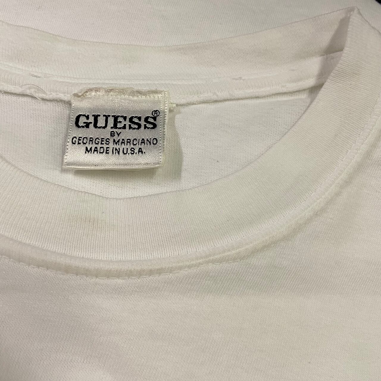 レア90s USA製 GUESS ゲス Ｔシャツ XL 白 ホワイト 厚手