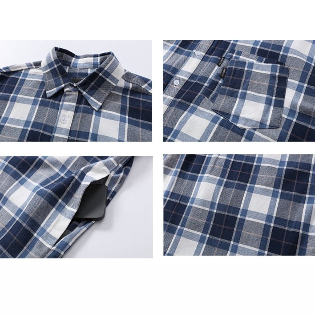 スモークブルーグリッド・エアリーオーバーシャツ A2108 - 6