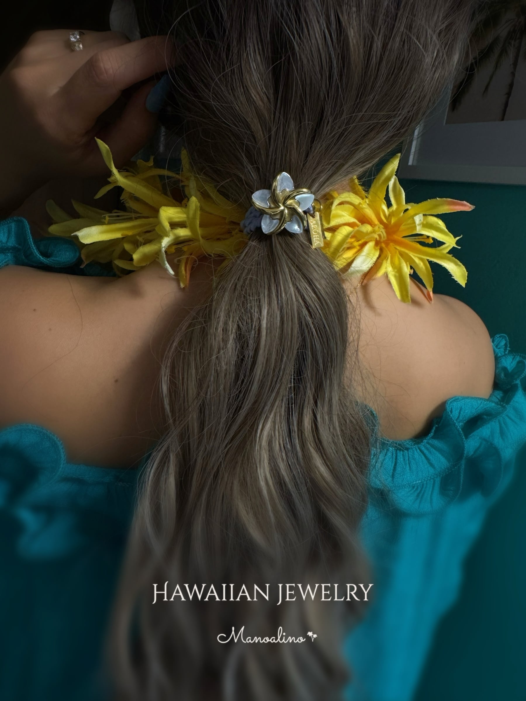 3color】Plumeria Shell hair accessory Hawaiian jewelry(ハワイアン