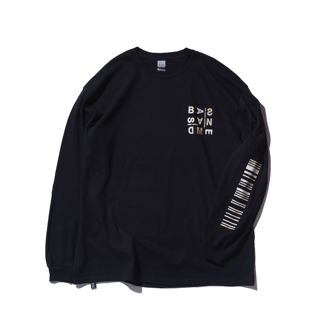 bassandme 6oz L/S "RUBIK" TYPE-COLOR-WORLD MAP-BARCODE-PRINT-SINGLE-SLEEVE-BLACK