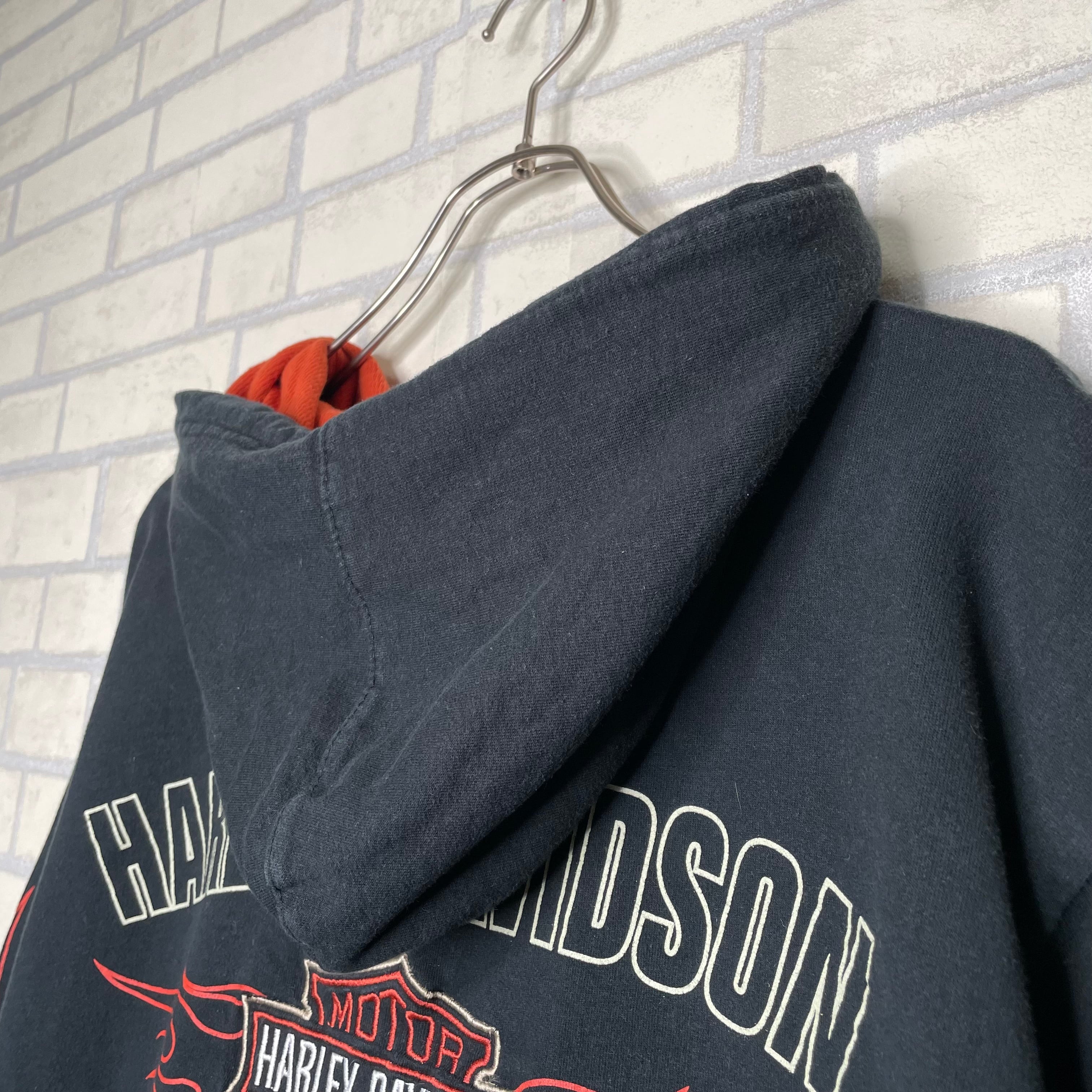 HARLEY-DAVIDSON パーカー XL 厚手 ヘビーコットン フルジップ 刺繍 