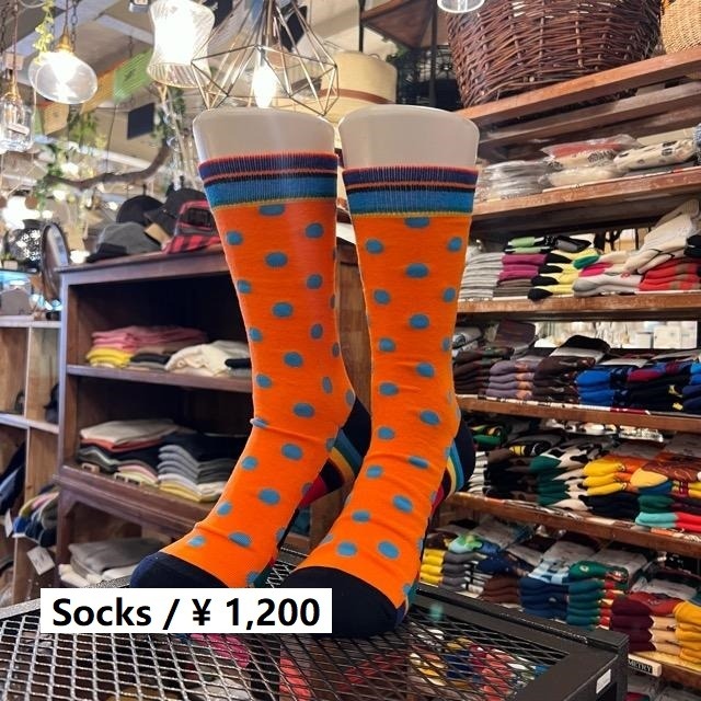 TOPANGA SOCKS Men's　ドット柄×ボーダー柄ソックス