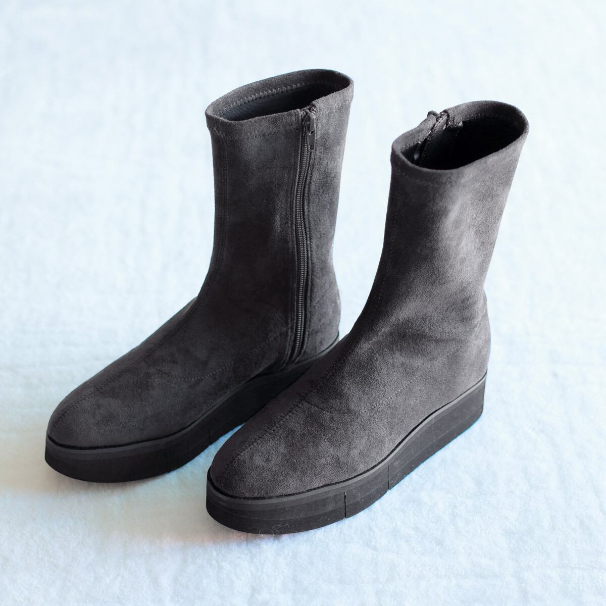 atelier brugge (アトリエ ブルージュ) エコストレッチスウェード プラットホーム ショートブーツ