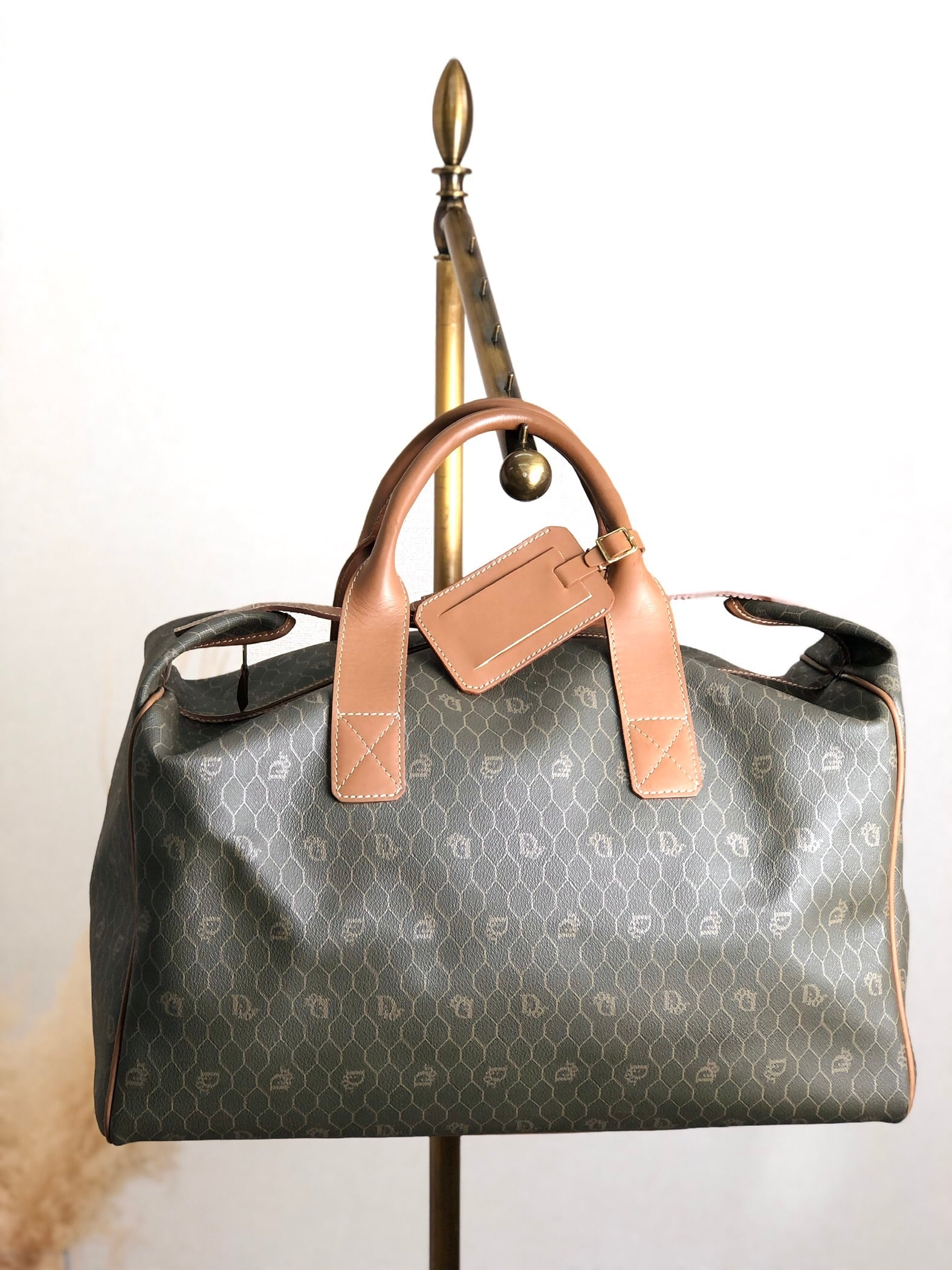 ☆大容量☆Dior ヴィンテージ ボストンバッグ PVC ハニカム柄 鍵付