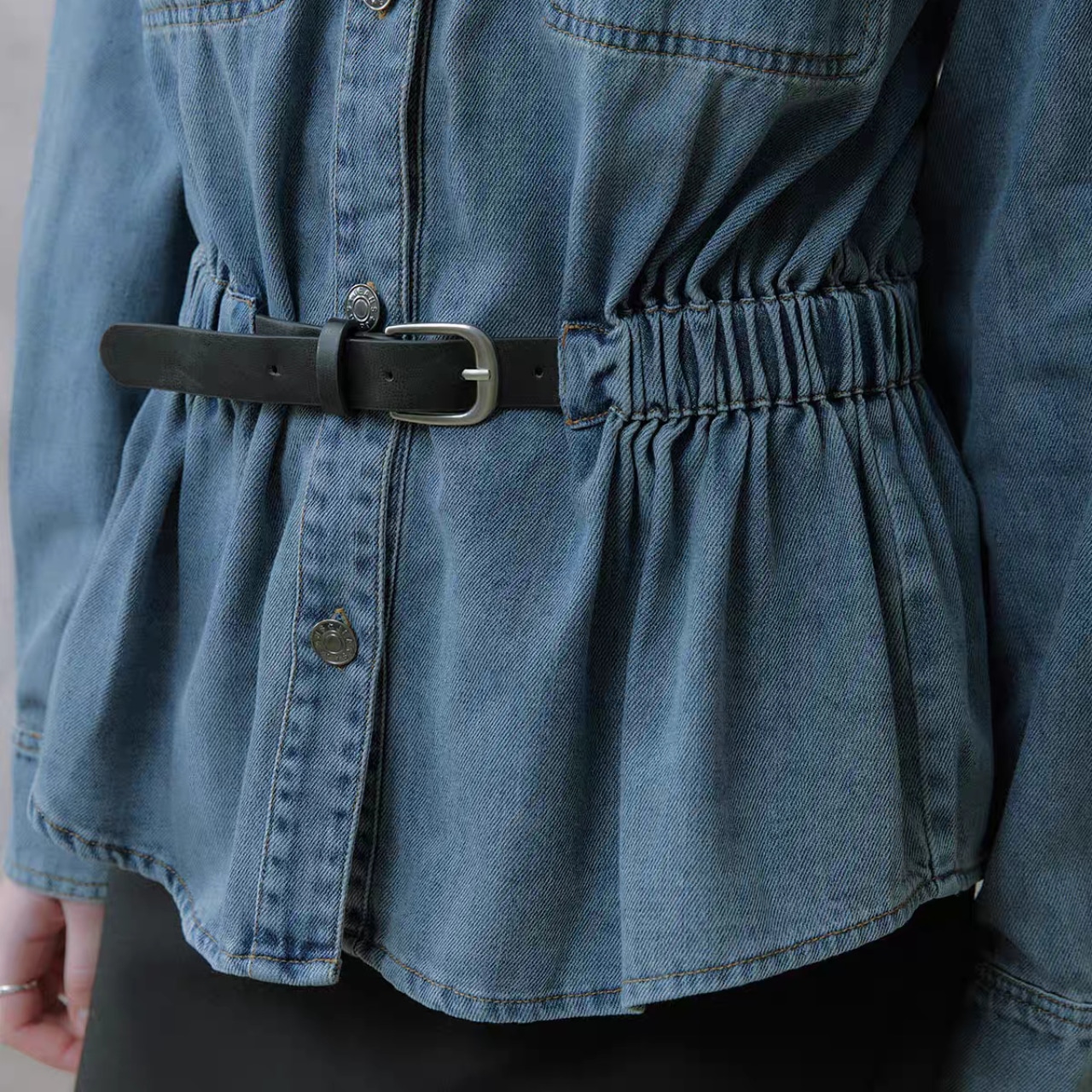 Waist Gather Belted Shirt Jacket T4300