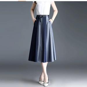 Aラインデニムスカート　カラーブロック　G0815