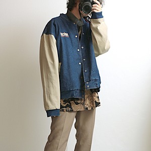 90s Three Rivers デニム アワードジャケット スタジャン 古着 used
