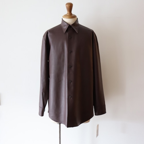 Cale " Lamb Leather Shirts ( Brown ) "