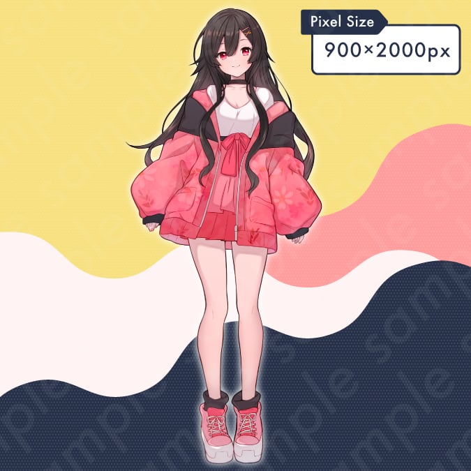 立ち絵素材】愛らしい雰囲気のヒロイン系黒髪女性のイラスト・現代・10