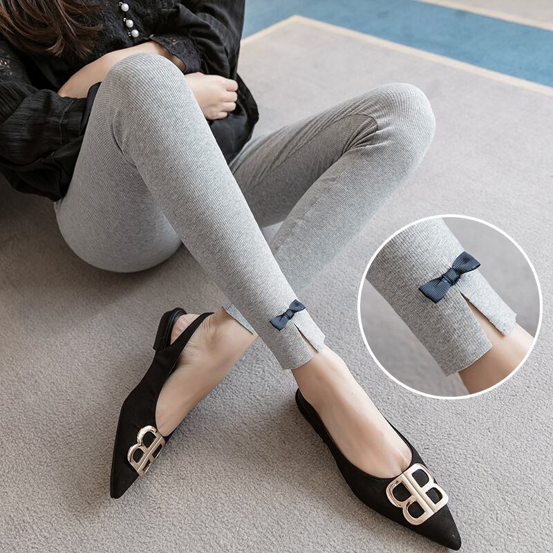 【新作】【送料無料】 マタニティウェア2020秋と冬の新しいスレッドボウスリットレギンス妊婦ハイウエストベリーリフトレギンス-アリババ ハイウェスト リボン オータム 秋物 ウィンター 冬物 expec227762297030