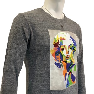 Vivid woman ( 鮮やかな女性 ) 七分袖Tシャツ ヘザーグレー