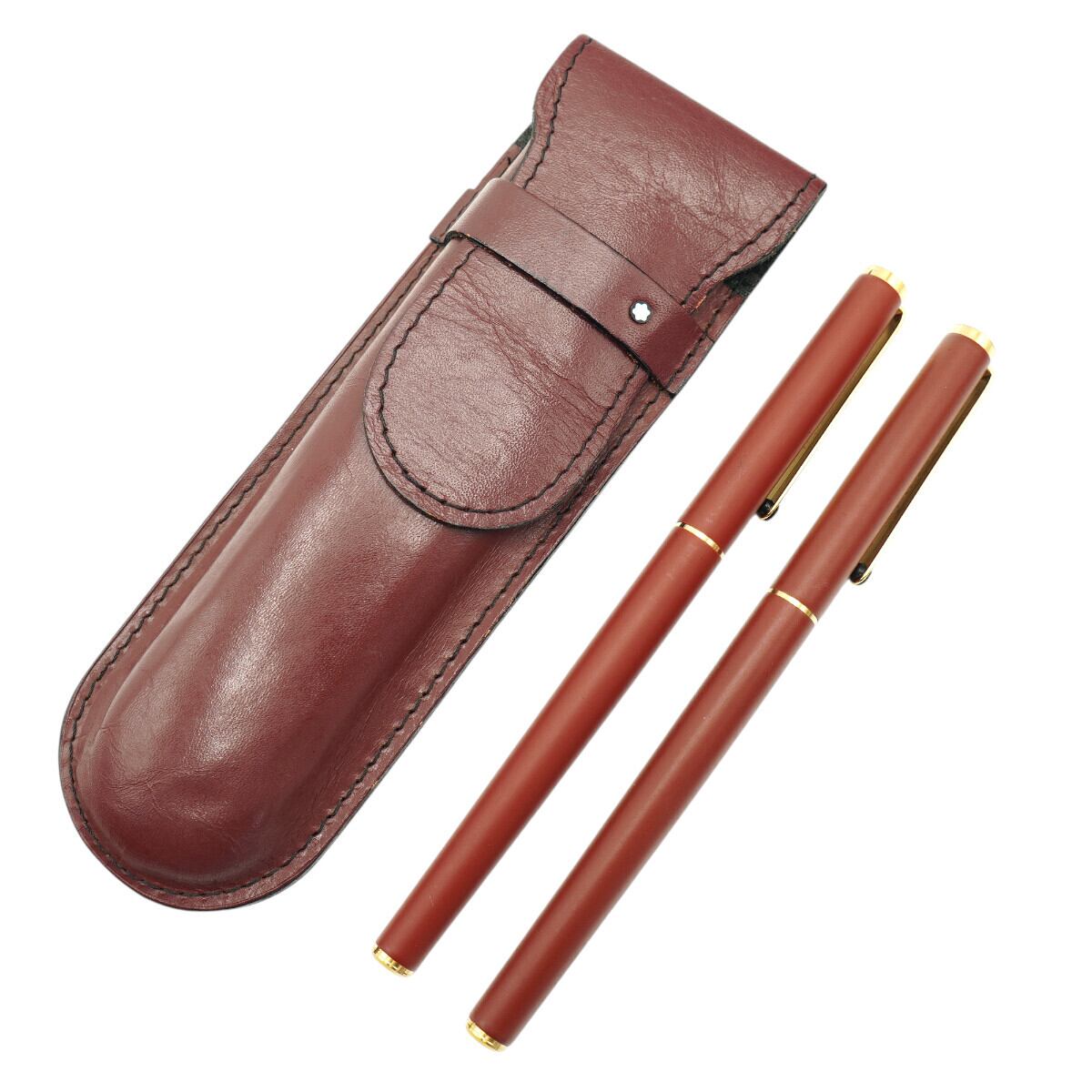 MONTBLANC モンブラン スリムライン 万年筆 2本/レザ―ケースセット ボールド インクなし K2606-k094 MONTBLANC モンブラン スリムライン 万年筆 2本/レザ―ケースセット