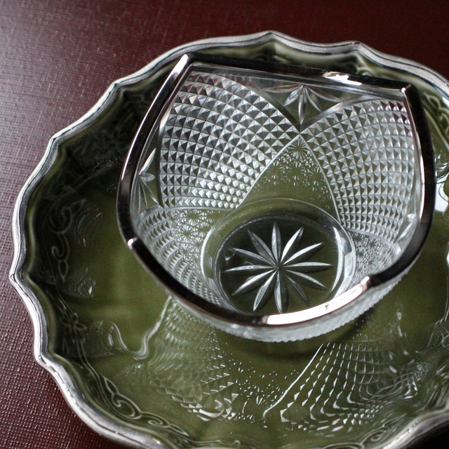 切子調四方小鉢　プラチナ