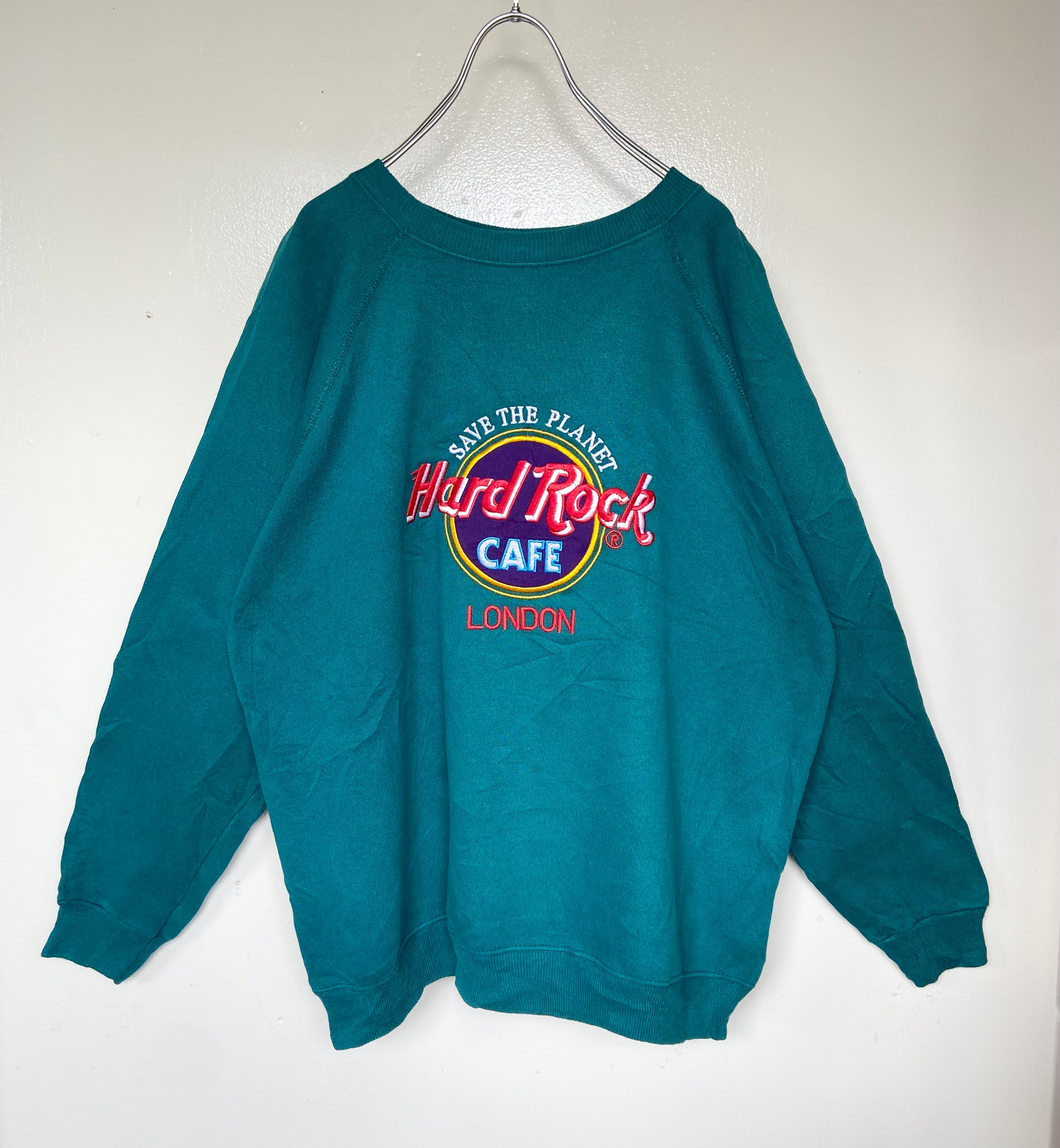 Hard Rock Cafe/ハードロックカフェ 刺繍スウェットトレーナー 深緑 グリーン ロンドン | 【古着  らくふる】ビンテージ&リメイク専門のオンライン古着SHOP powered by BASE