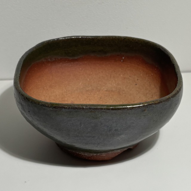 【pot pot】陶器鉢 赤土混合 ろくろ モスグリーンマット