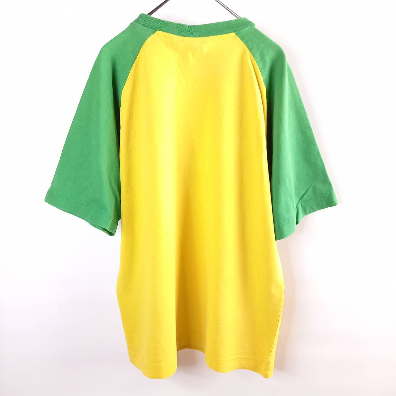 ラグランTシャツ イエロー 黄 90s オールド プーマ ラグランTシャツ 半袖 プリント ビッグロゴ 黄色